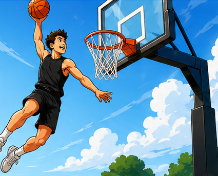 Cartoon basketball dunk
