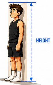 Cartoon showing how to measure max touch height