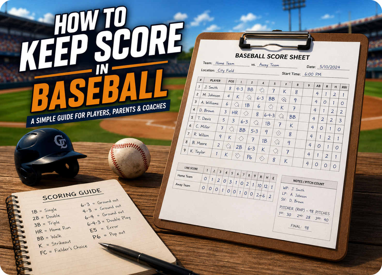 Baseball scorekeeping guide illustration